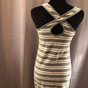 Maxi Dress, Gray & White Stripes
